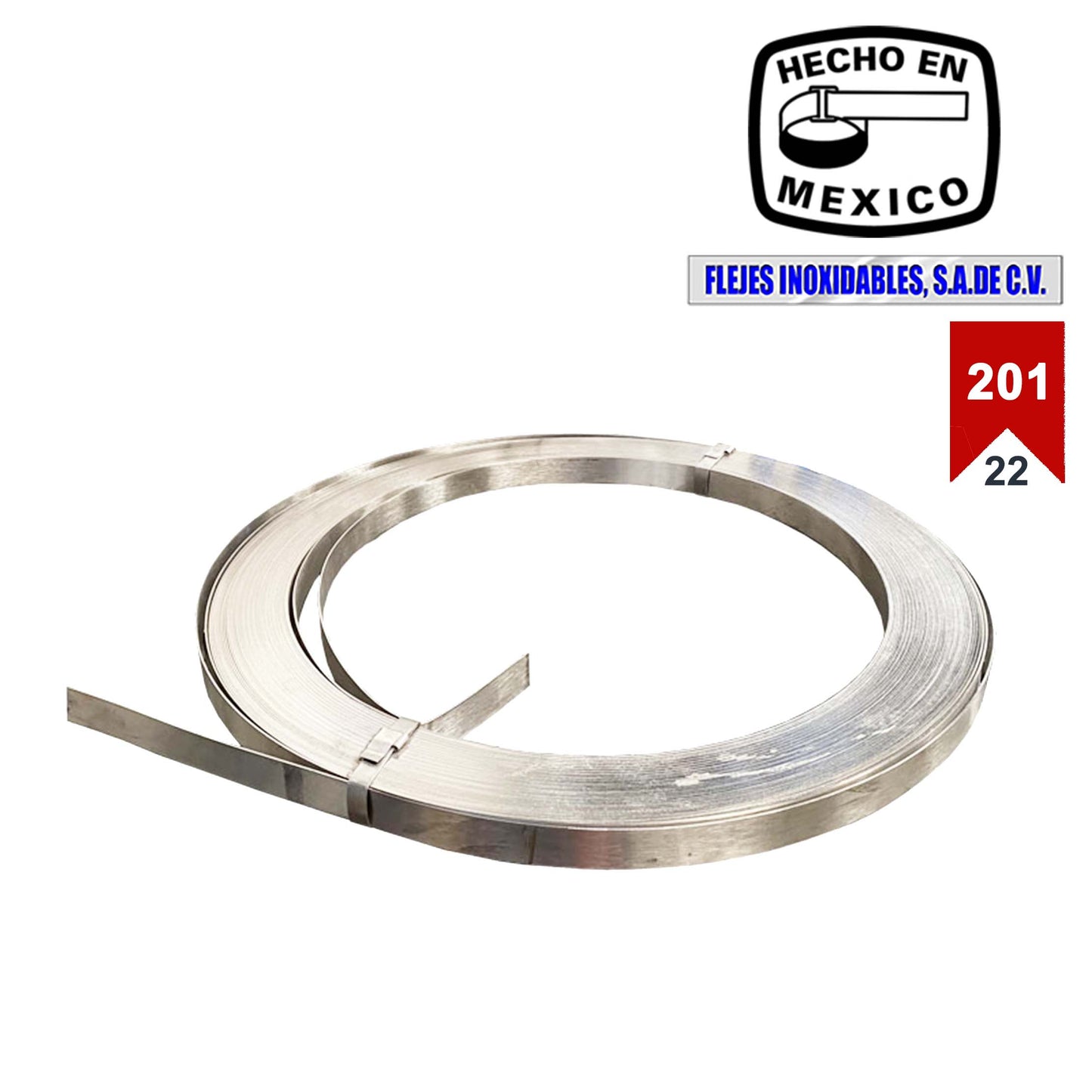 Cinta 1/2" acero inoxidable 201 calibre 22,  ancho 12.7mm