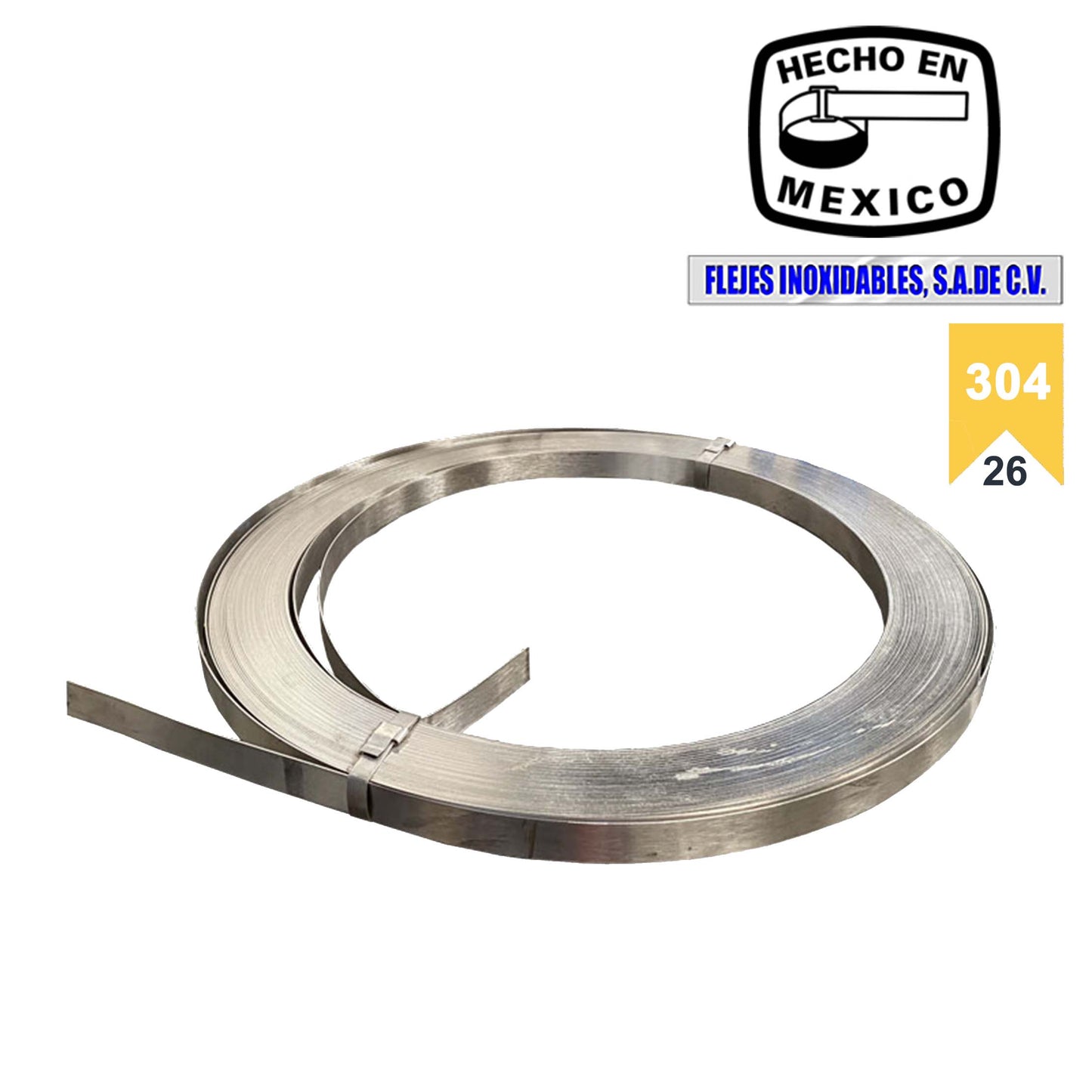 Cinta 1/2" acero inoxidable 304 calibre 26, ancho 12.7mm