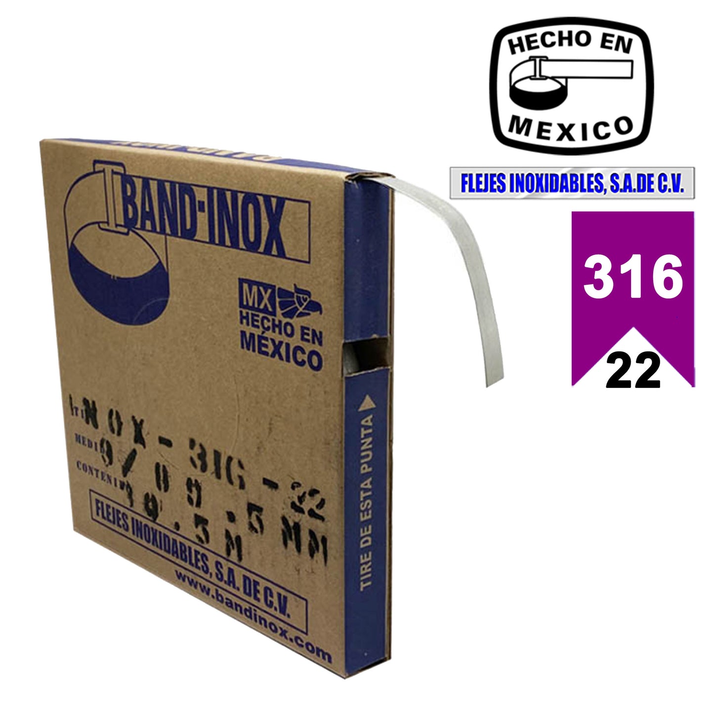 Fleje Band-Inox  316 - 3/8" calibre 22